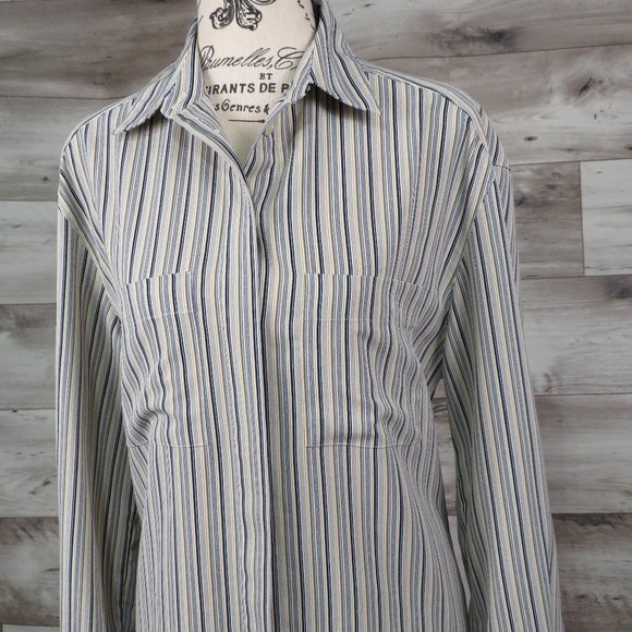 Chaus* Women's Long Sleeve Hidden Button Down Double Chest Pocket Shirt~ Size 10 - Picture 1 of 9